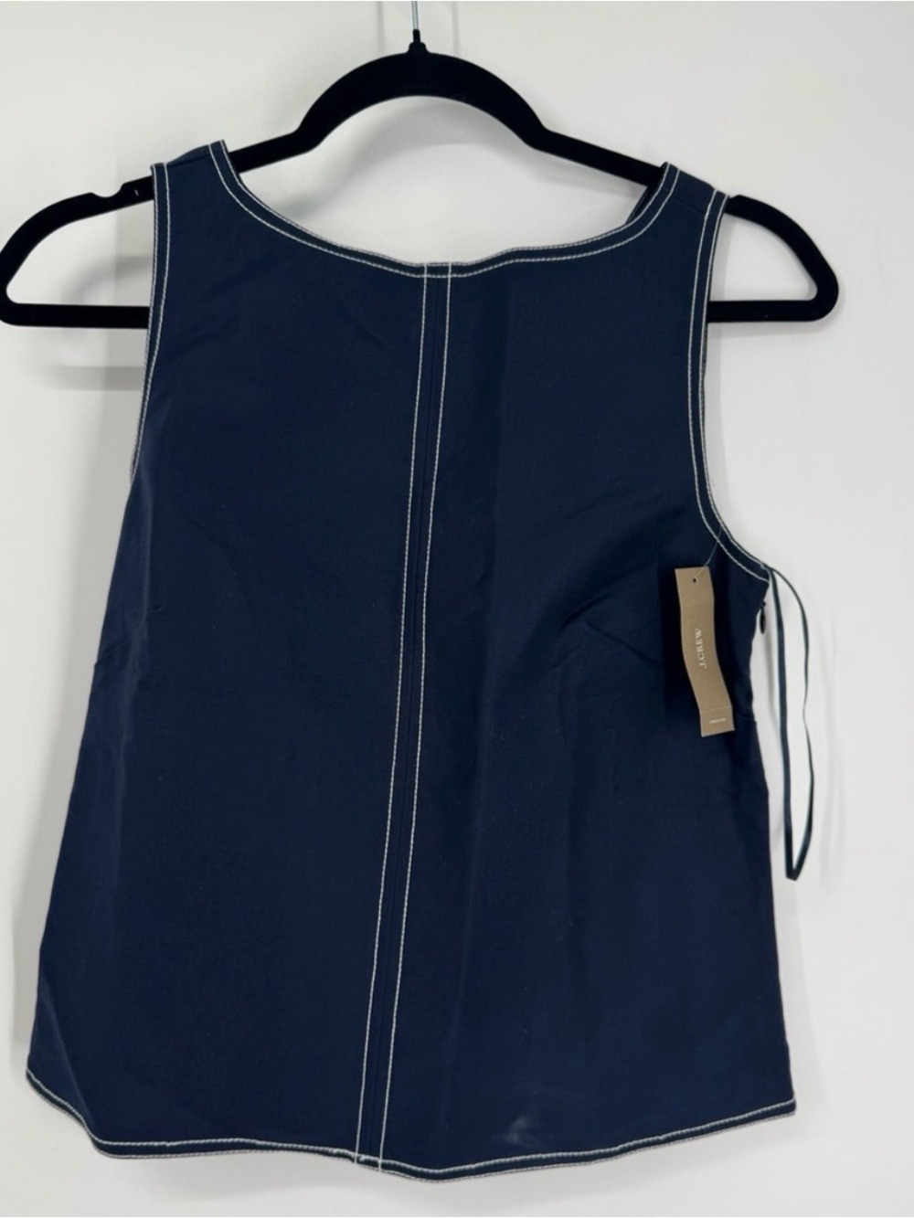 NWT J Crew Navy Sleeveless Top with Contrast Stitching